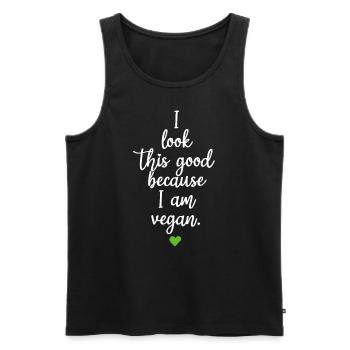 Veganer I Look This Good Because I Am Vegan Veggie - Men's Premium Organic Tank Top - black - Front - Michal (187cm)