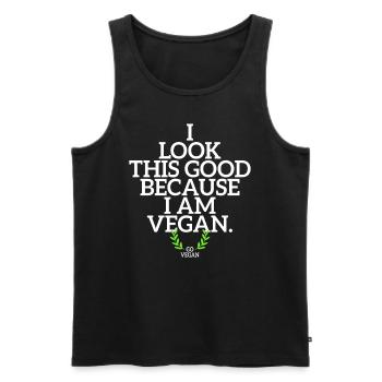 Veganer I Look This Good Because I Am Vegan Veggie - Men's Premium Organic Tank Top - black - Front - Michal (187cm)