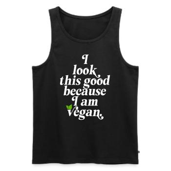 Veganer I Look This Good Because I Am Vegan Veggie - Men's Premium Organic Tank Top - black - Front - Michal (187cm)