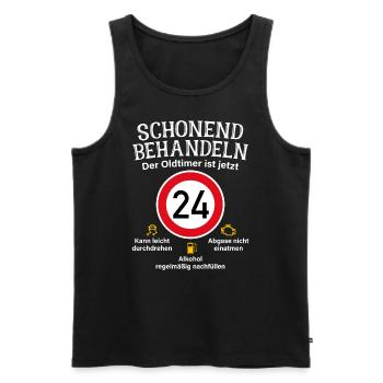 24. Geburtstag Schonend Behandeln Oldtimer Ist 24 - Männer Premium Bio Tank Top - Schwarz - Vorne - Michal (187cm)