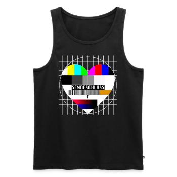 Testbild Herz Sendeschluss 90er Party 80er Jahre - Männer Premium Bio Tank Top - Schwarz - Vorne - AI Model Male 178 light (178cm)