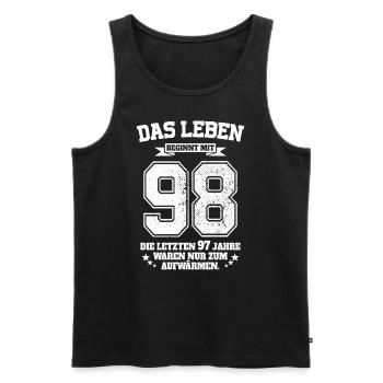98. Geburtstag Geschenk Das Leben Beginnt Mit 98 - Männer Premium Bio Tank Top - Schwarz - Vorne - Michal (187cm)