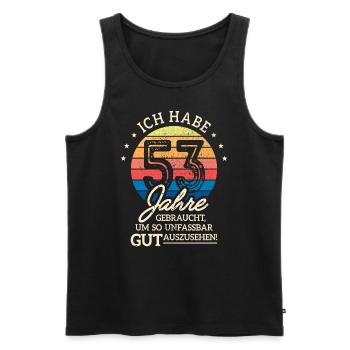 53. Geburtstag Geschenk Habe 53 Jahre Gebraucht - Männer Premium Bio Tank Top - Schwarz - Vorne - Michal (187cm)