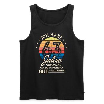 63. Geburtstag Geschenk Habe 63 Jahre Gebraucht - Männer Premium Bio Tank Top - Schwarz - Vorne - Michal (187cm)