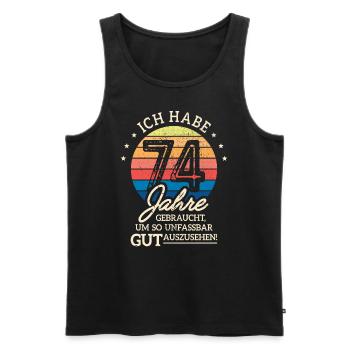 74. Geburtstag Geschenk Habe 74 Jahre Gebraucht - Männer Premium Bio Tank Top - Schwarz - Vorne - AI Model Male 178 light (178cm)