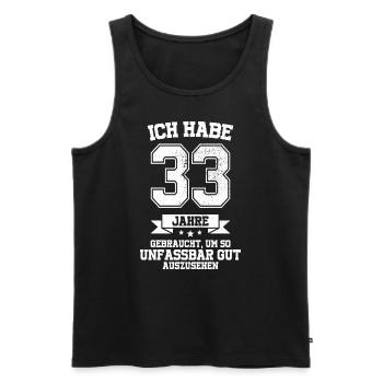 33. Geburtstag Geschenk Habe 33 Jahre Gebraucht - Männer Premium Bio Tank Top - Schwarz - Vorne - Michal (187cm)