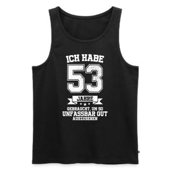 53. Geburtstag Geschenk Habe 53 Jahre Gebraucht - Männer Premium Bio Tank Top - Schwarz - Vorne - Michal (187cm)