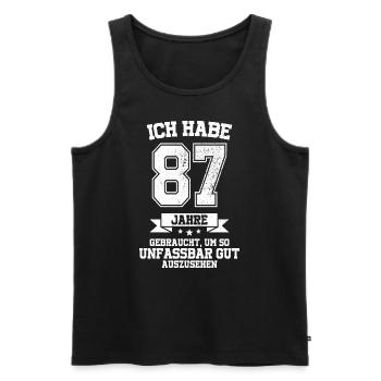 87. Geburtstag Geschenk Habe 87 Jahre Gebraucht - Männer Premium Bio Tank Top - Schwarz - Vorne - AI Model Male 178 light (178cm)