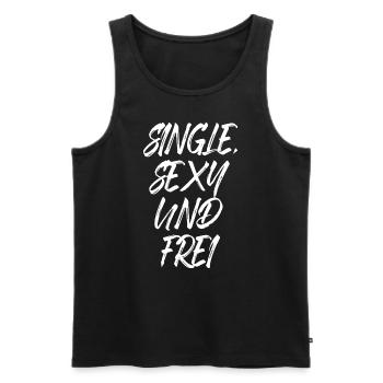 Single Sexy Frei Stolz Flirten Trennung Liebe Solo - Männer Premium Bio Tank Top - Schwarz - Vorne - Michal (187cm)