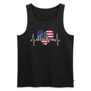 Boston Skyline Herzschlag USA Flagge Herz Liebe - Männer Premium Bio Tank Top - Schwarz - Vorne - AI Model Male 178 light (178cm)