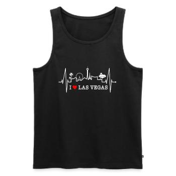 Las Vegas Skyline Herzschlag Nevada USA Herz Liebe - Männer Premium Bio Tank Top - Schwarz - Vorne - Michal (187cm)