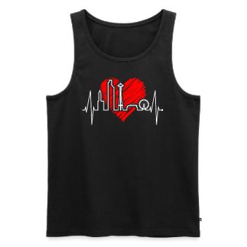 Seattle Skyline Herzschlag USA Fan Herz Puls Liebe - Männer Premium Bio Tank Top - Schwarz - Vorne - AI Model Male 178 light (178cm)