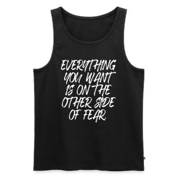 Everything You Want Motivation vs. Comfort Zone - Men's Premium Organic Tank Top - black - Front - Michal (187cm)