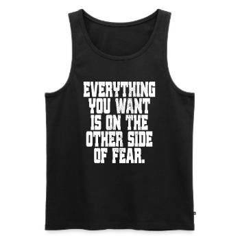 Everything You Want Motivation vs. Comfort Zone - Men's Premium Organic Tank Top - black - Front - Michal (187cm)
