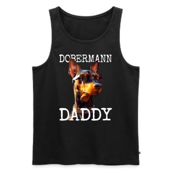 Dobermann Daddy Papa Vater Vatertag Dad Doberman - Männer Premium Bio Tank Top - Schwarz - Vorne - AI Model Male 178 light (178cm)