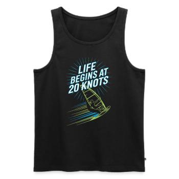 Windsurfing Life Begins At 20 Knots Windsurfer - Männer Premium Bio Tank Top - Schwarz - Vorne - Michal (187cm)