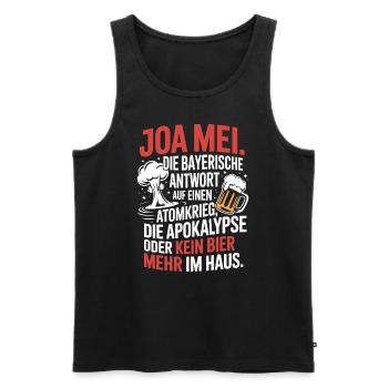 Joa Mei Bayerischer Sarkasmus Egal Dialekt Bier - Männer Premium Bio Tank Top - Schwarz - Vorne - AI Model Male 178 light (178cm)