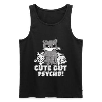 Cute but psycho ! - Cute cat and funny saying - Men's Premium Organic Tank Top - black - Front - AI Model Male 178 light (178cm)