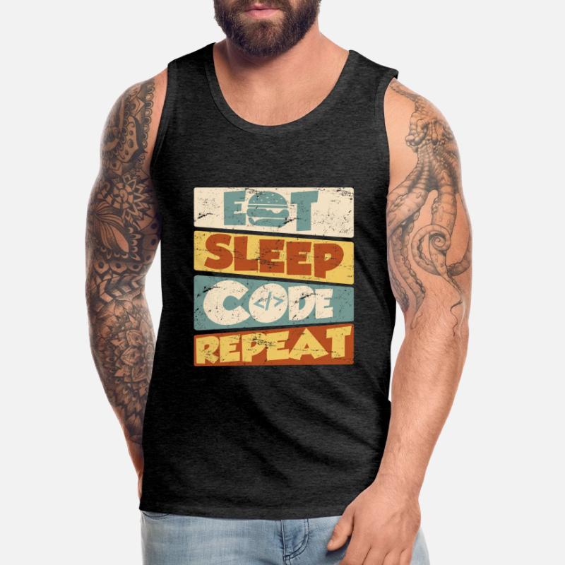 Programmer Developer IT Saying Eat Sleep Code Men's Premium Organic Tank Top