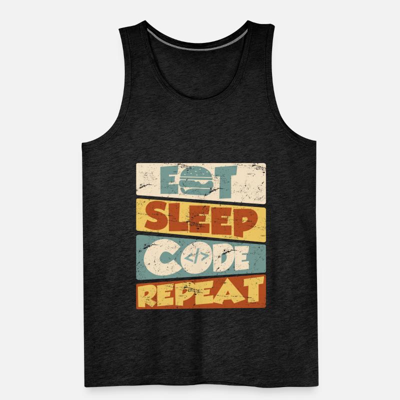 Programmer Developer IT Saying Eat Sleep Code Men's Premium Organic Tank Top
