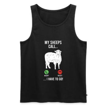 Schäfer Spruch meine Schafe rufen an Landwirt - Männer Premium Bio Tank Top - Schwarz - Vorne - Michal (187cm)