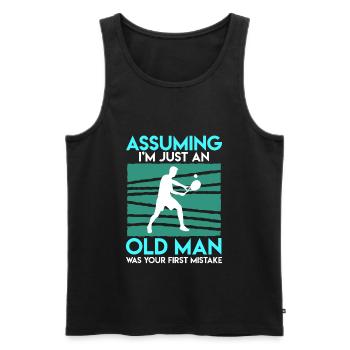 Tennis Pensioner Gift Tennis Racket Tennis Game - Men's Premium Organic Tank Top - black - Front - Michal (187cm)