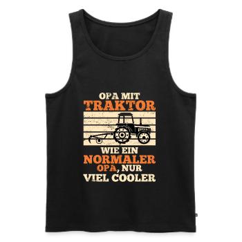 grand-père tracteur trekker cadeau agriculteur paysan - Débardeur bio Premium Homme - noir - Devant - Michal (187cm)