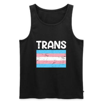 Transgenre Drapeau LGBT Transsexuel - Débardeur bio Premium Homme - noir - Devant - AI Model Male 178 light (178cm)