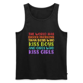 Gay Pride Sort world has bigger Problems - Débardeur bio Premium Homme - noir - Devant - Michal (187cm)