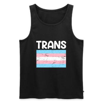 Trans Flag Rainbow LGBT Pride Transsexual - Men's Premium Organic Tank Top - black - Front - Michal (187cm)