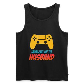 Cadeau de mariage Leveling up to Husband hommes - Débardeur bio Premium Homme - noir - Devant - Michal (187cm)