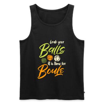 Time to play boules boules player bocce - Men's Premium Organic Tank Top - black - Front - AI Model Male 178 light (178cm)