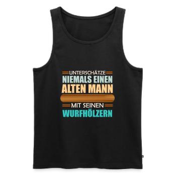 Alter Mann mit Wurfhölzern Kubb Wikingerschach - Männer Premium Bio Tank Top - Schwarz - Vorne - Michal (187cm)
