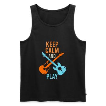 E-Gittare Guitarists Saying keep calm - Men's Premium Organic Tank Top - black - Front - AI Model Male 178 light (178cm)