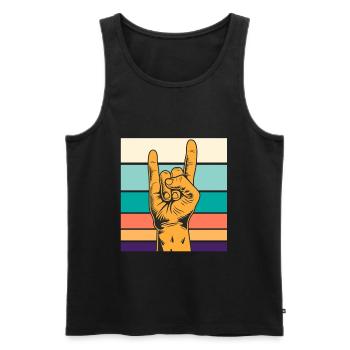 Rocker Handzeichen Symbol Rockmusik - Männer Premium Bio Tank Top - Schwarz - Vorne - Michal (187cm)