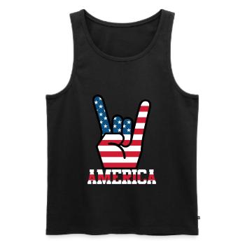 America USA Flagge Fahne Rocker Handzeichen - Männer Premium Bio Tank Top - Schwarz - Vorne - Michal (187cm)