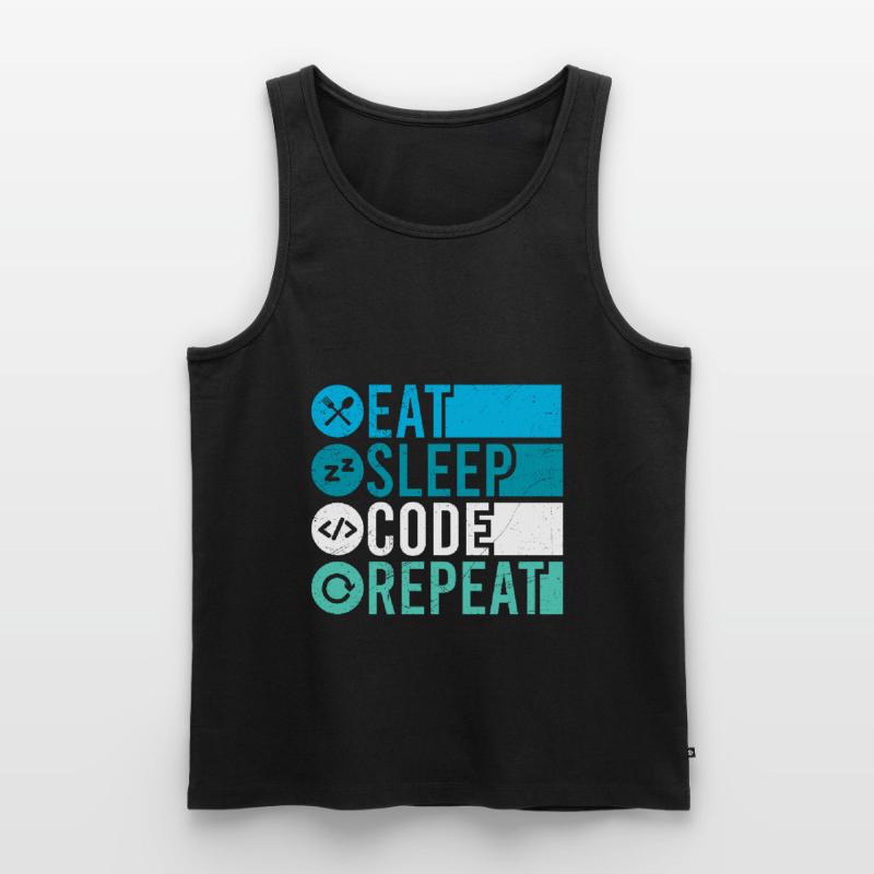 Eat Sleep Code Repeat Programmierer Software Männer Premium Bio Tank Top
