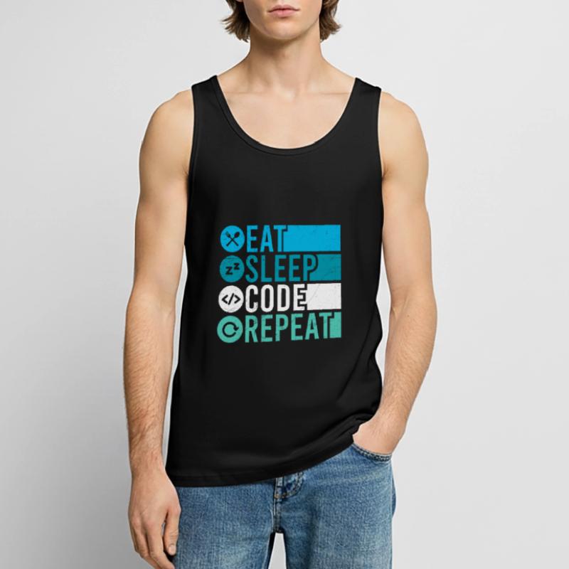 Eat Sleep Code Repeat Programmierer Software Männer Premium Bio Tank Top