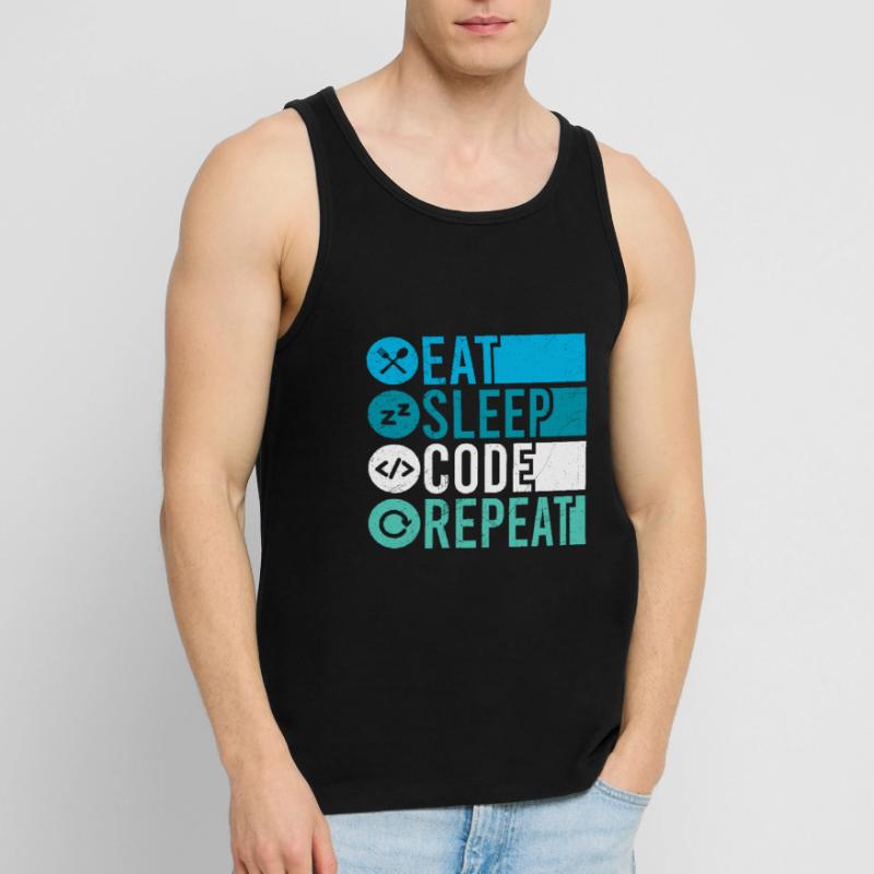 Eat Sleep Code Repeat Programmer Software Men's Premium Organic Tank Top