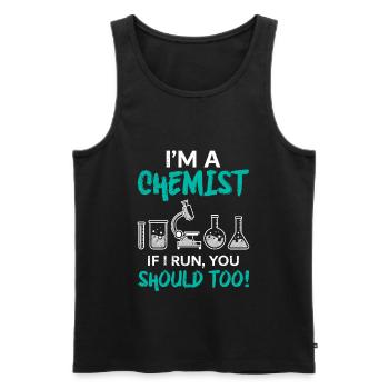 Funny Chemist Saying Chemistry Laboratory Joke - Men's Premium Organic Tank Top - black - Front - AI Model Male 178 light (178cm)