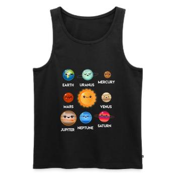 Sonnensystem Planeten - Männer Premium Bio Tank Top - Schwarz - Vorne - AI Model Male 178 light (178cm)