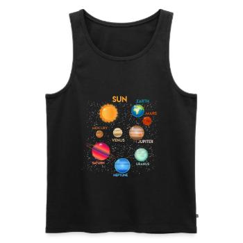 Galaxie Espace Système Solaire Planète Astronaute - Débardeur bio Premium Homme - noir - Devant - AI Model Male 178 light (178cm)