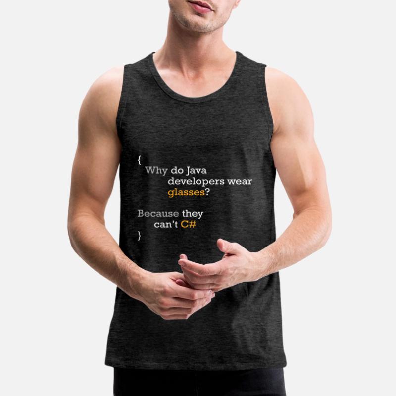 C# Code Joke Programmer Hacker C Sharp Coder Men's Premium Organic Tank Top