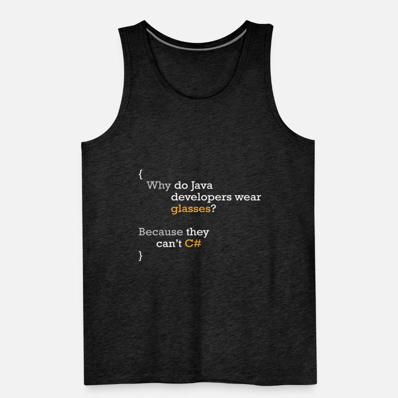 C# Code Joke Programmer Hacker C Sharp Coder Men's Premium Organic Tank Top