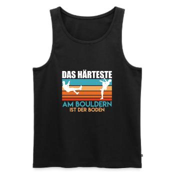 Lustiger Boulder Spruch Härteste ist der Boden - Männer Premium Bio Tank Top - Schwarz - Vorne - Michal (187cm)