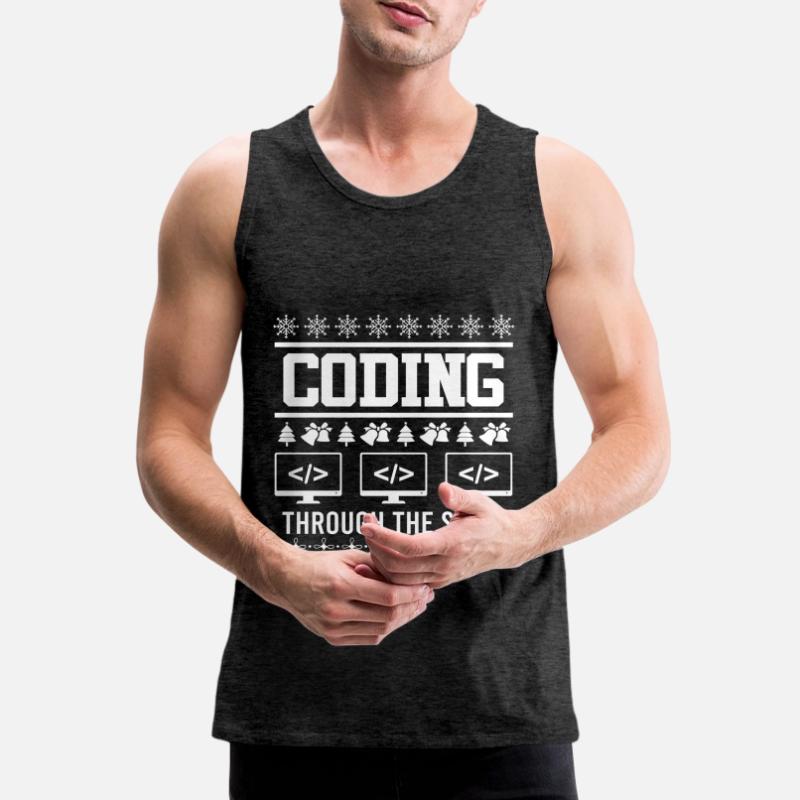 Coder Ugly Christmas Noël Coding through Débardeur bio Premium Homme