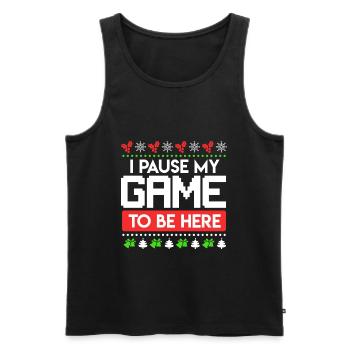 Pause my Game to be here Gaming Ugly Christmas - Débardeur bio Premium Homme - noir - Devant - AI Model Male 178 light (178cm)