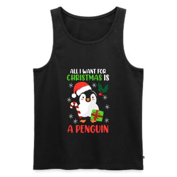 Ugly Christmas Pinguin Weihnachtsgeschenk - Männer Premium Bio Tank Top - Schwarz - Vorne - Michal (187cm)