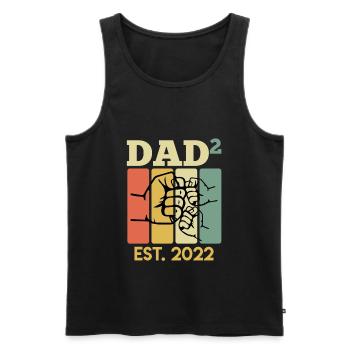Vintage Papa 2022 Zwillinge zweites Kind Vater - Männer Premium Bio Tank Top - Schwarz - Vorne - AI Model Male 178 light (178cm)