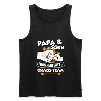 Papa et fils le parfait chaos équipe fils père - Débardeur bio Premium Homme - noir - Devant - Michal (187cm)